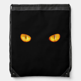 Hard Stare of Black Cats Gold Eyes  Drawstring Bag