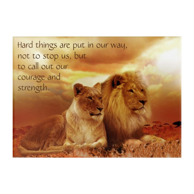 Hard Times, Courage & Strength Quote Acrylic Print (Front)