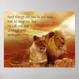 Hard Times, Courage &amp; Strength Quote Poster