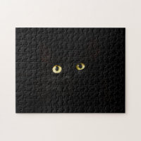 Hard To Solve Dark Cat Solid Black Puzzle