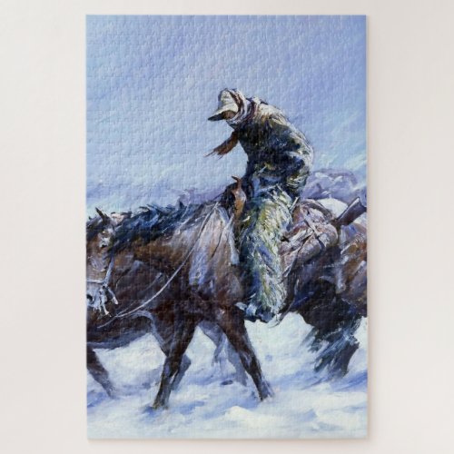 Hard Winter Western Art by WHD Koerner Jigsaw Puzzle