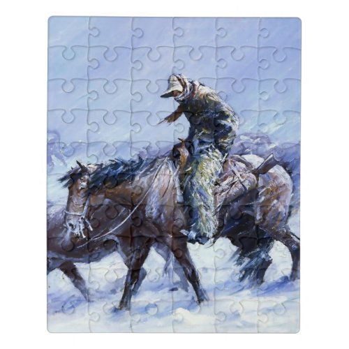 Hard Winter Western Art by WHD Koerner Jigsaw Puzzle