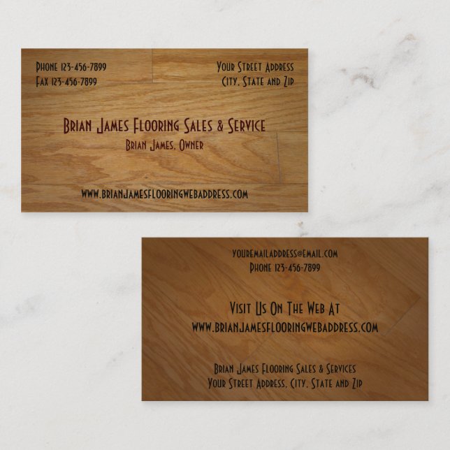 Hard Wood Flooring Sales Business Card (Front/Back)