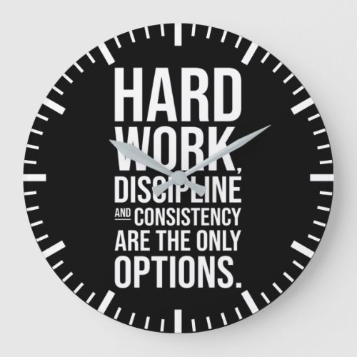 Hard Work and Discipline _ Gym Hustle Success Large Clock