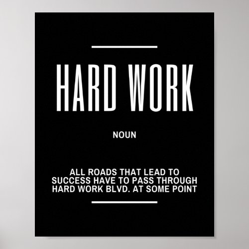 Hard Work Blvd Inspirational Quote Poster