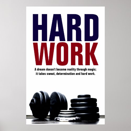 Hard Work Bodybuilding Fitness Inspirational Poster