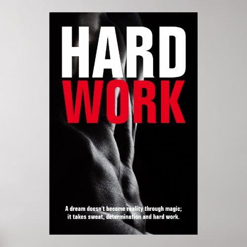 Hard Work Bodybuilding Fitness Motivational Poster