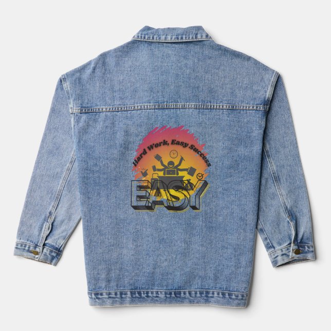 Hard Work Easy Success Logo Denim Jacket (Back)