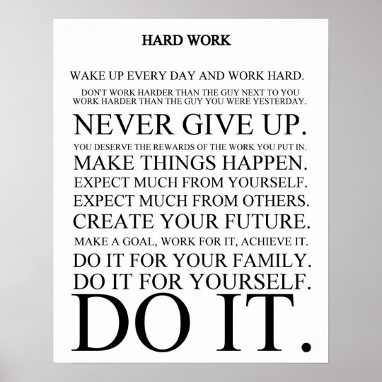 Hard Work Manifesto Poster Zazzle Com