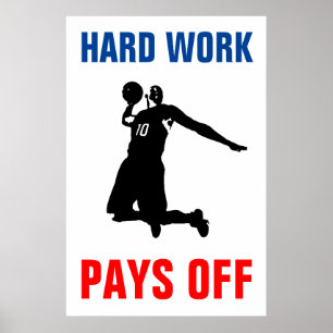 Hard Work Pays Off Basketball Sport Pop Art Poster