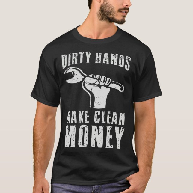Hard Worker Blue Collar Wrench Mechanic Tool Manly T-Shirt (Front)