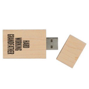 Hard Working Grandfather Wood USB Flash Drive