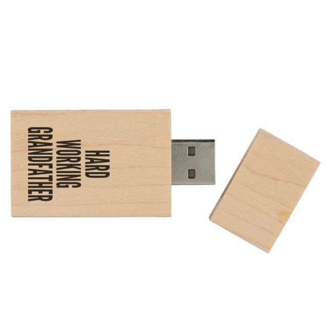 Hard Working Grandfather Wood USB Flash Drive (Opened)