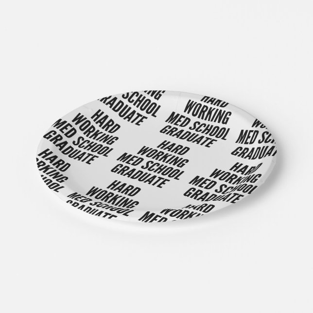 Hard Working Med School Graduate Paper Plates (Angled)