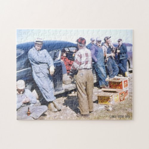 Hard Working Men on Lunch Break Beer  Cigarettes Jigsaw Puzzle