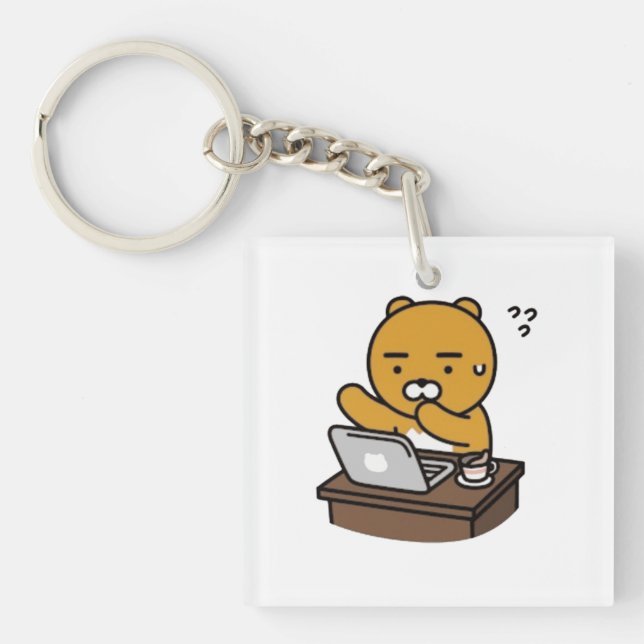 Hard Working Ryan coffee Keychain (Front)