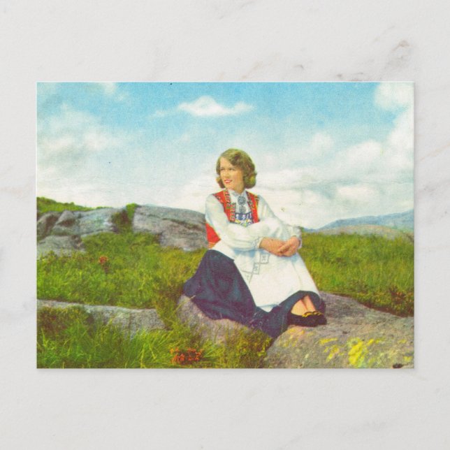 Hardanger costume, Norway Vintage image, Postcard (Front)