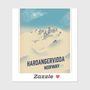 Hardangervidda Norway vacation poster. Sticker