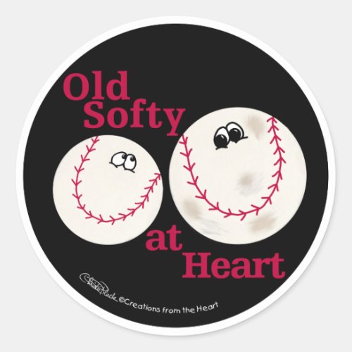 Hardball and Softball Old Softy at Heart Classic Round Sticker