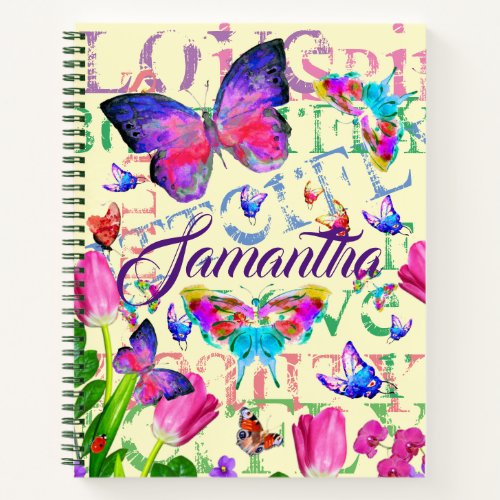 Hardboard Butterfly Collage Name WRITERS Notebook