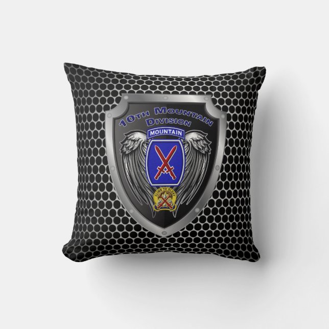 Hardcore 10th Mountain Division Veteran Throw Pillow (Front)