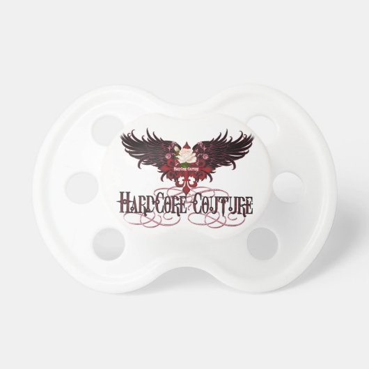 Hardcore Couture White Rose With Wings Pacifier (Front)