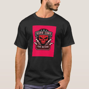 Hardcore Fear Nothing Red Skull Badge Tee
