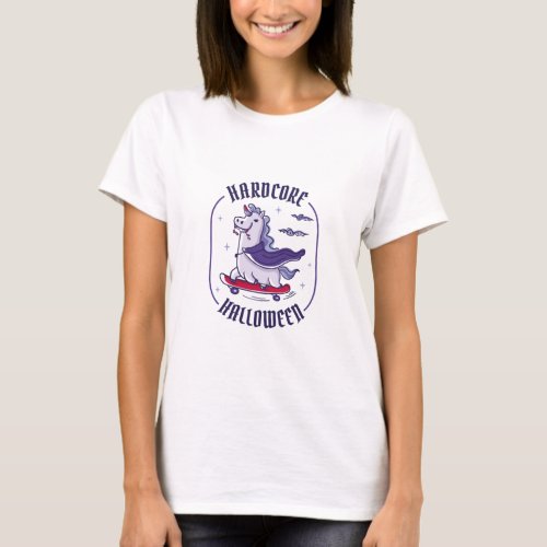 HARDCORE HALLOWEEN UNICORN SKATEBOARDING HALLOWEE T_Shirt