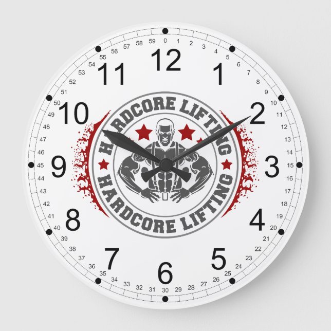 Hardcore Lifting Flexing Bodybuilder Large Clock (Front)