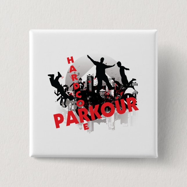 Hardcore Parkour Grunge City Button (Front)