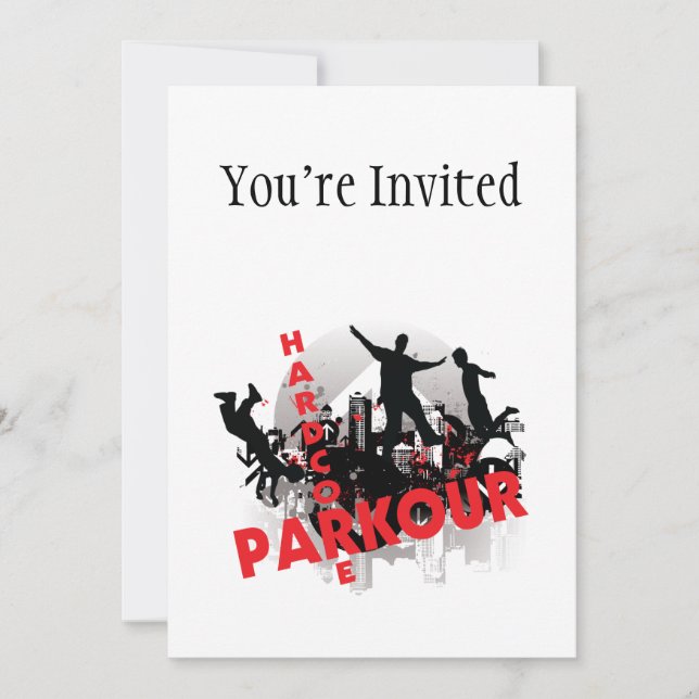 Hardcore Parkour Grunge City Invitation (Front)