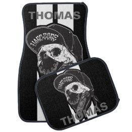 Hardcore Skull Bandana White Stripes Personalized Car Mat