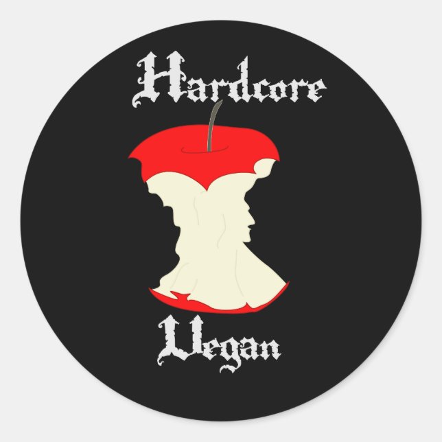 Hardcore Vegan Apple Design Classic Round Sticker (Front)