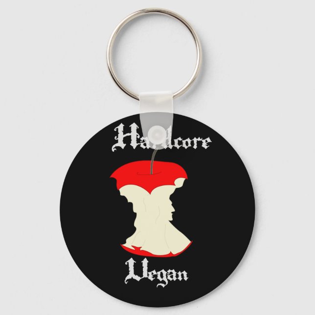 Hardcore Vegan Apple Design Keychain (Front)