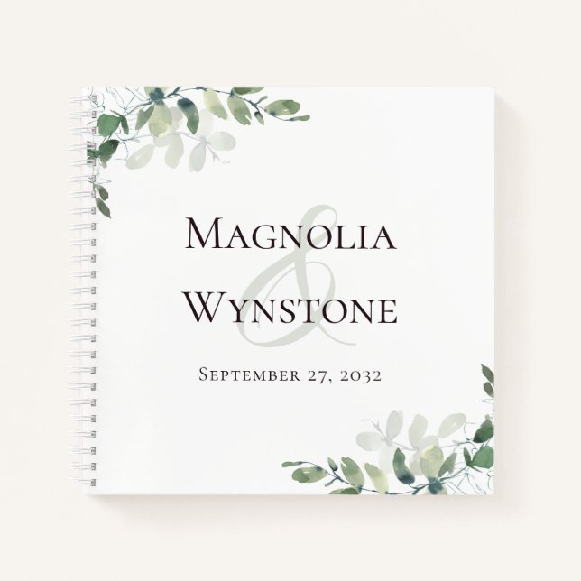 HARDCOVER Wedding Eucalyptus Greenery Guest Book (Front)