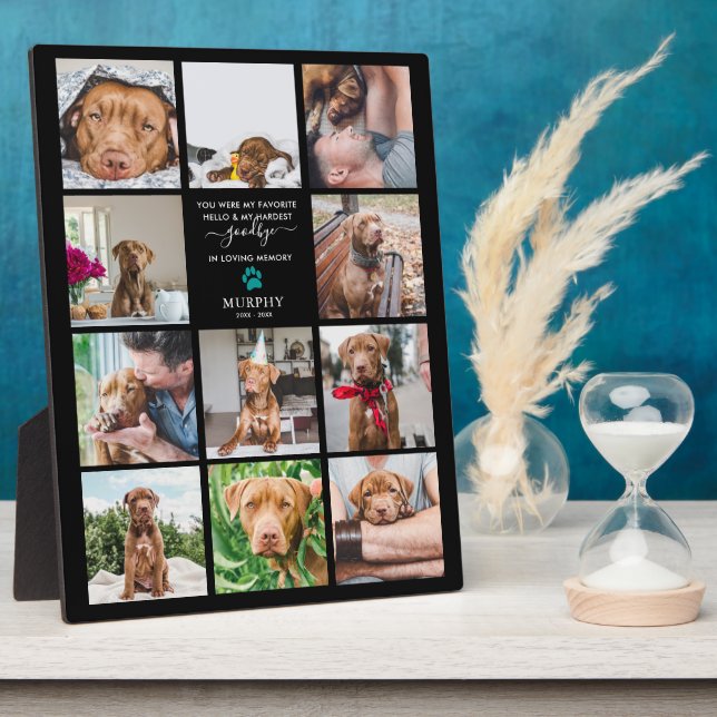 Hardest Goodbye | Pet Memorial 11 Photo Collage  P Plaque (Side)