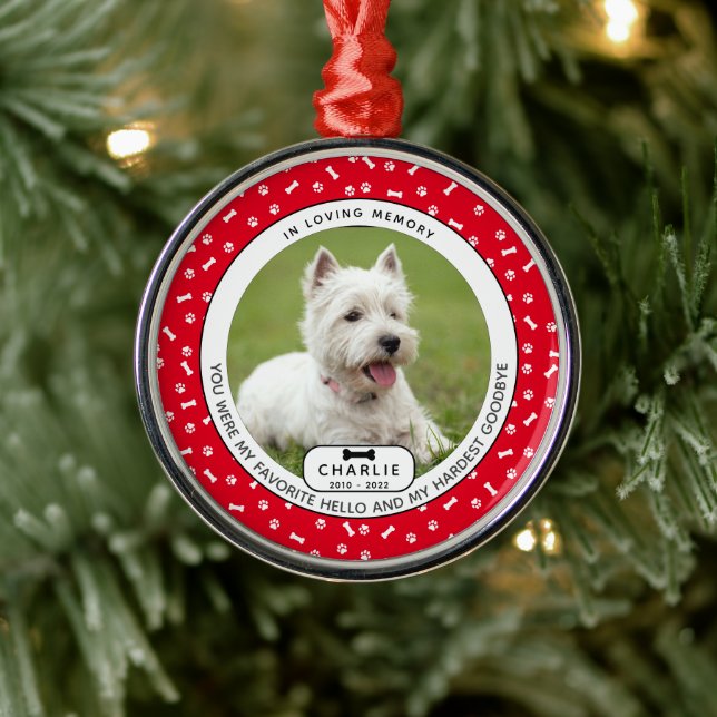 Hardest Goodbye Pet Memorial Glass Ornament (Tree)