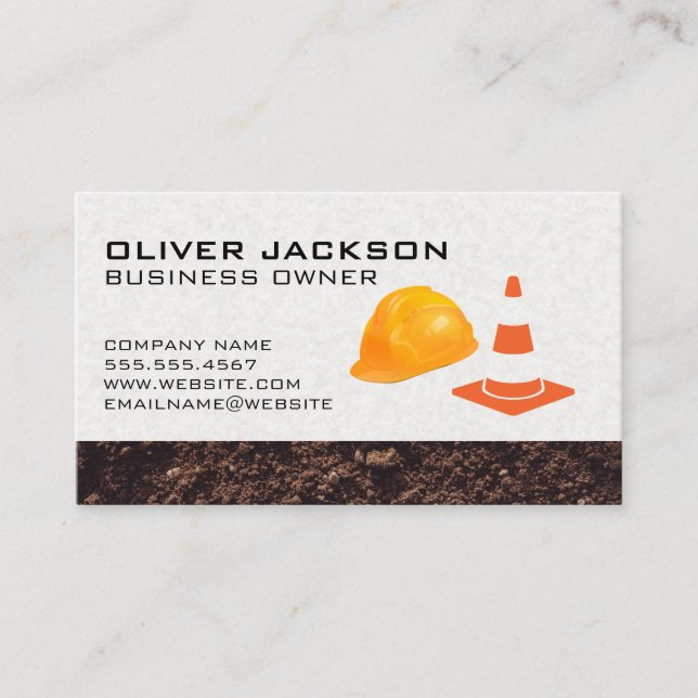 Hardhat and Construction Cone Business Card (Front)