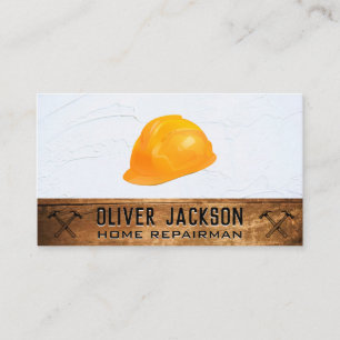Hardhat Crossed Hammers   Texture Wall Wood Business Card