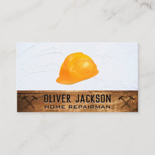 Hardhat Crossed Hammers  Texture Wall Wood Business Card
