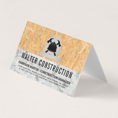 Hardhat Hammer  Marble  Pressed Wood Business Card