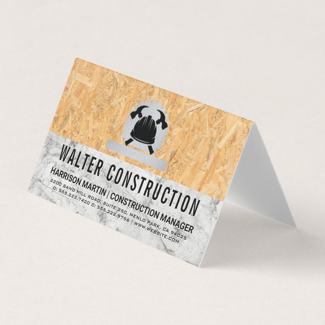 Hardhat Hammer | Marble | Pressed Wood Business Card (Front)