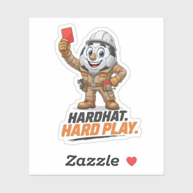 Hardhat Hard Play Soccer Referee Sticker (Sheet)