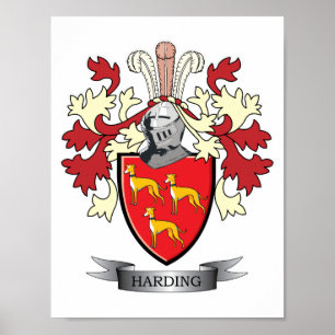 Harding Family Crest Coat of Arms Poster