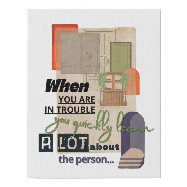 Hardship friendship quote illustration  faux canvas print (Front)
