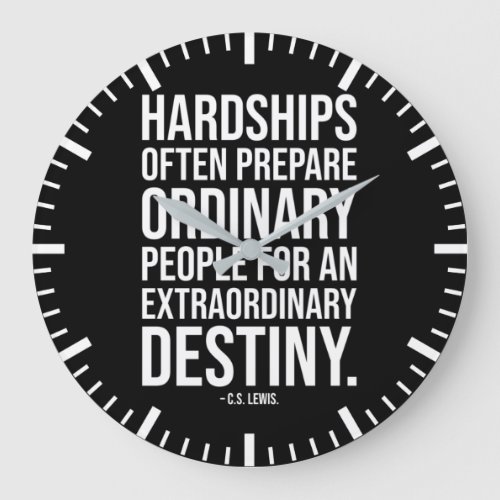 Hardships _ Success Motivational Quote Large Clock
