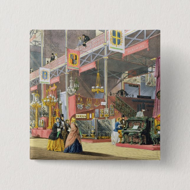 Hardware and Woodcarving Machinery, in the Great E Pinback Button (Front)