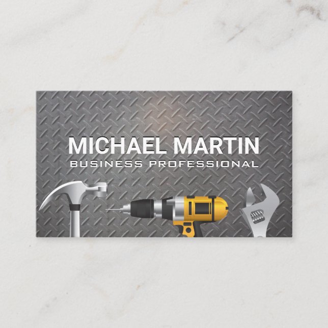 Hardware Hand Tools | Steel Patterned Business Card (Front)