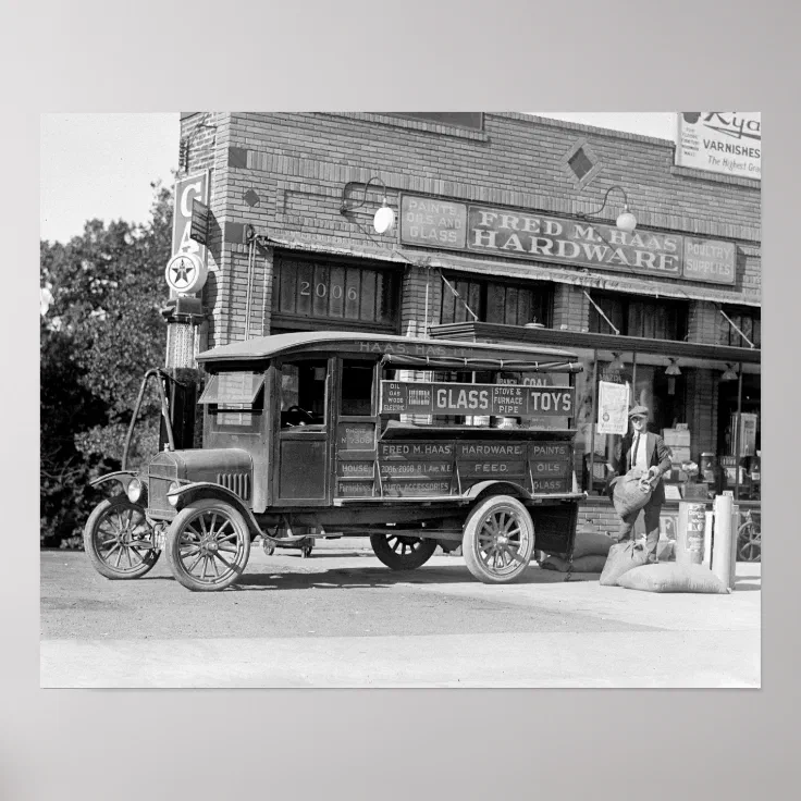 Hardware Store Delivery Truck, 1924. Vintage Photo Poster Zazzle