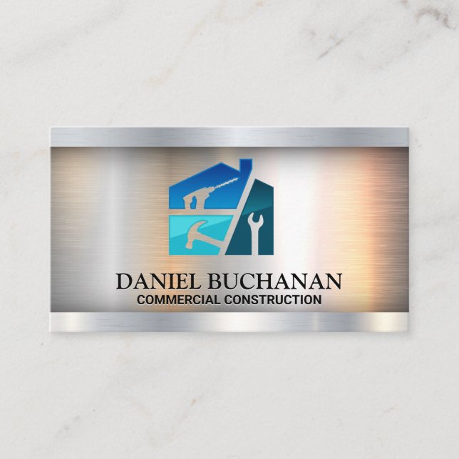Hardware Tools | Carpentry Blue Collar | Builder Business Card (Front)